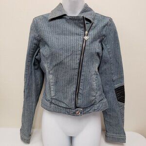 Pelle Pelle Womens Zip Denim Moto  Jacket Size Medium